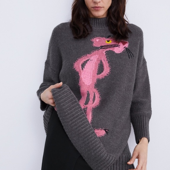 Zara Sweaters Zara Oversized Pink Panther Sweater Poshmark